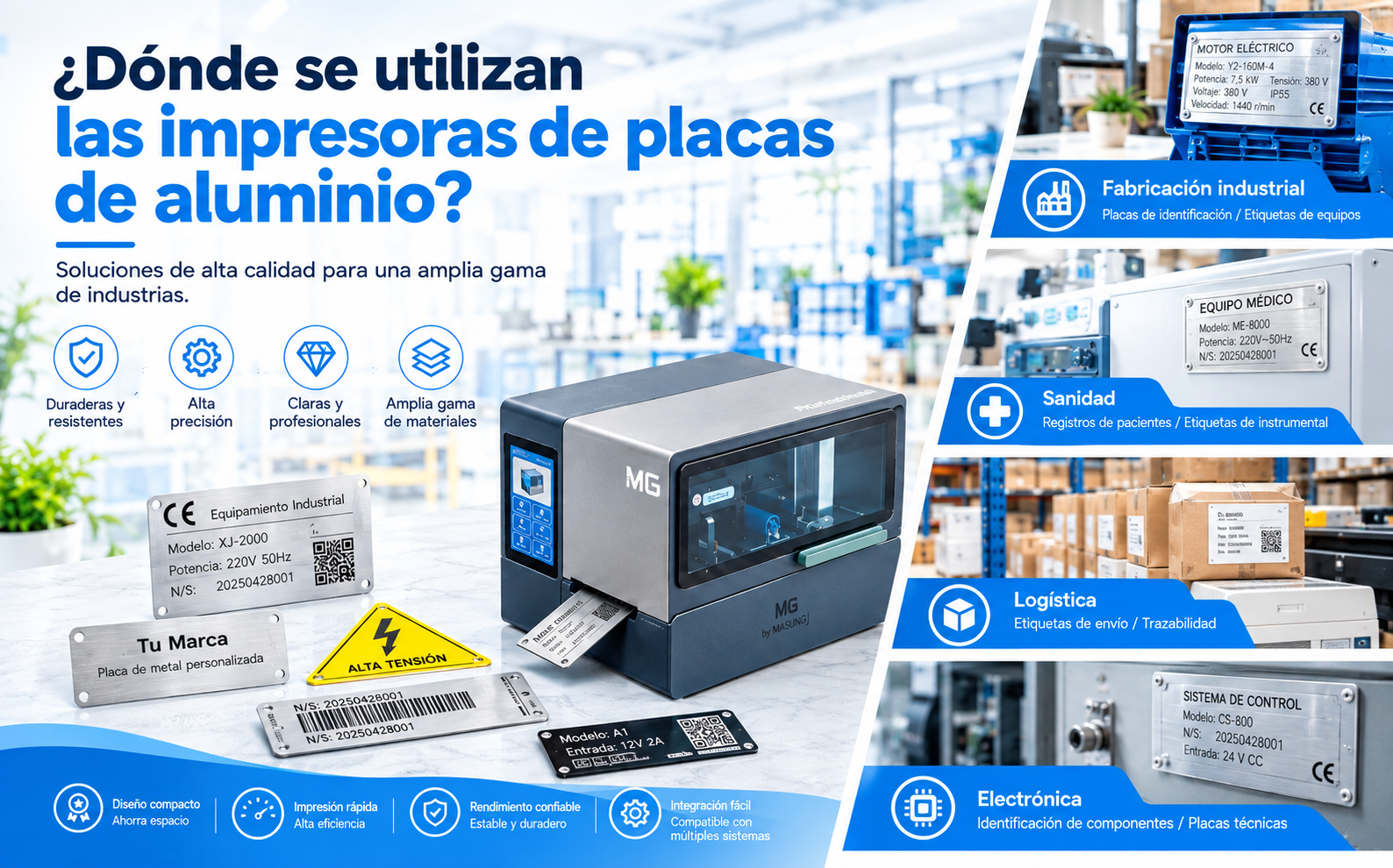 ¿Dónde se utilizan habitualmente las impresoras de placas de identificación de aluminio?