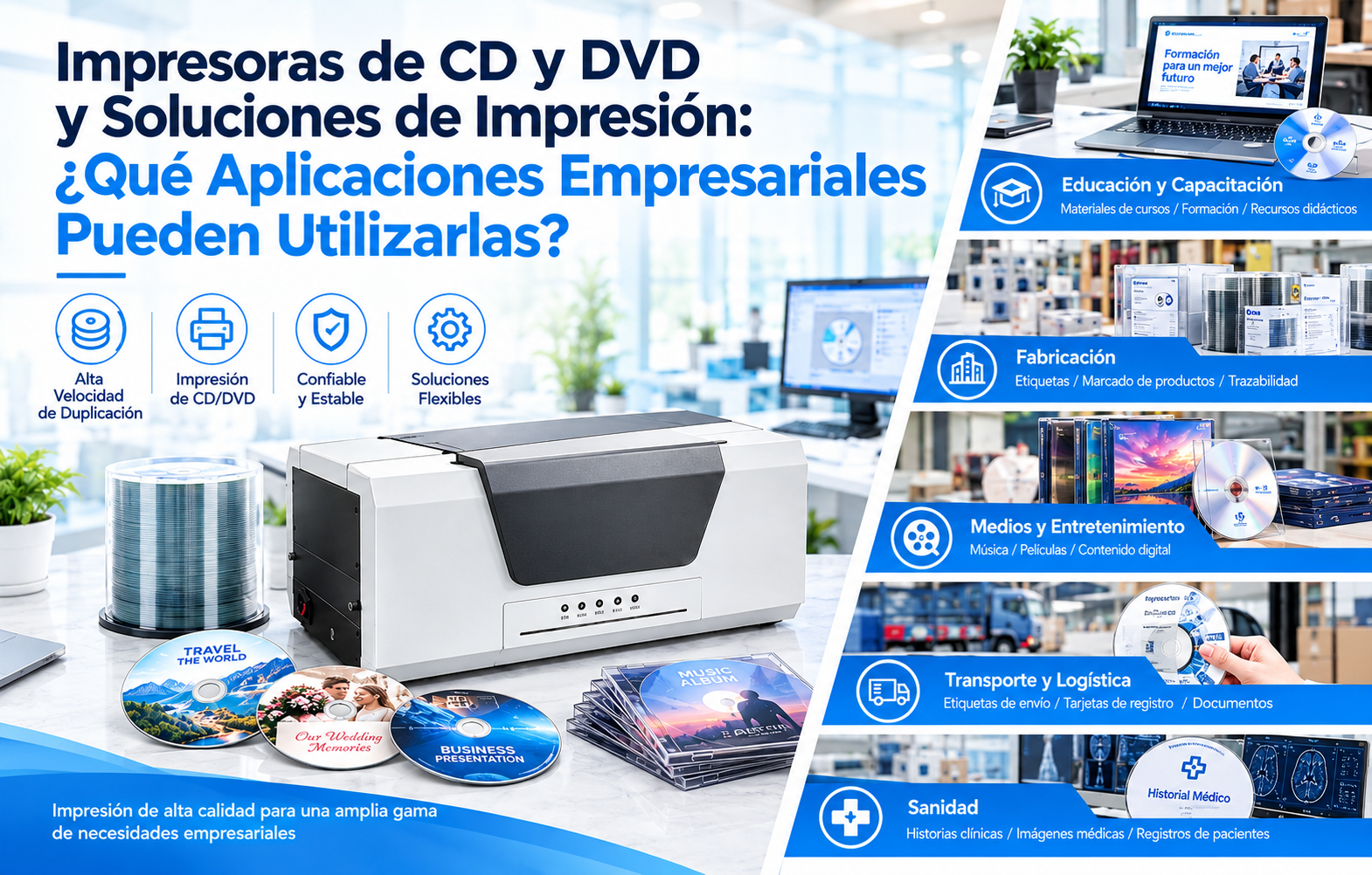 Aplicaciones de las duplicadoras e impresoras de CD: ¿Para qué pueden utilizarlas las empresas?